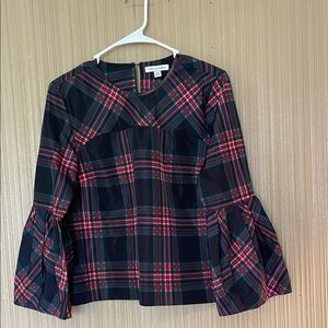 Free Assembly Women’s XS Plaid Top - Black, Green and Red
